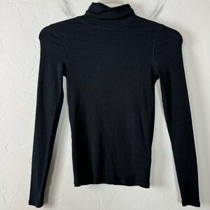 Prana Turtleneck Foundation Rib Sweater Knit Top‎ Shirt Black Heather Stretch